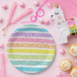 Pastell Glitter Regenbogen Pappteller