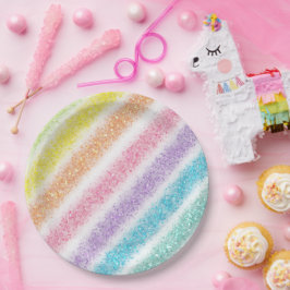 Pastell Glitter Regenbogen Pappteller