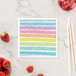 Pastell Glitter Regenbogen Serviette