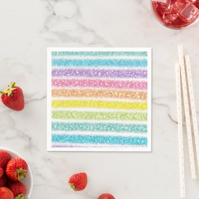 Pastell Glitter Regenbogen Serviette (Beispiel)