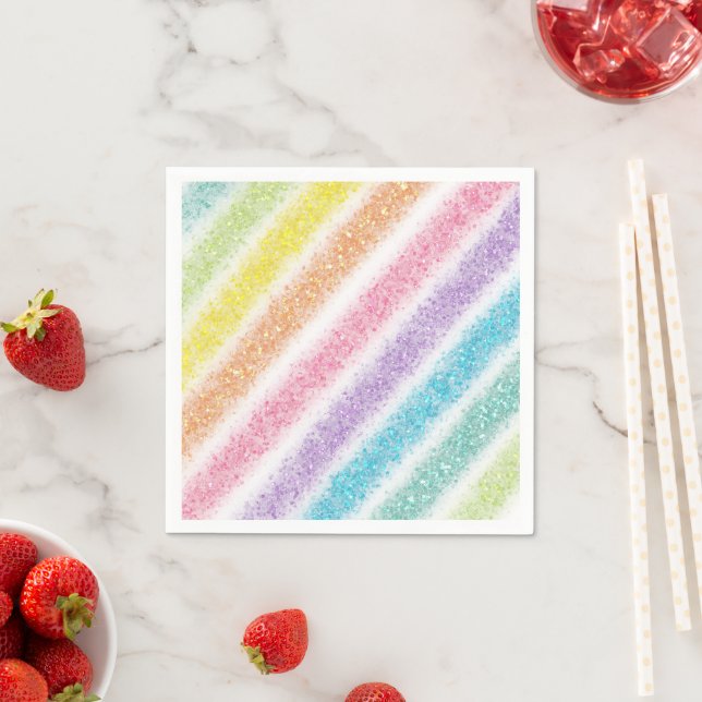 Pastell Glitter Regenbogen Serviette (Beispiel)