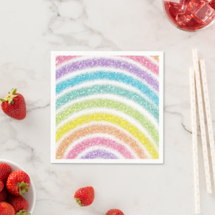 Pastell Glitter Regenbogen Serviette