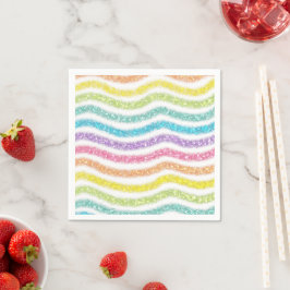 Pastell Glitter Regenbogen Serviette