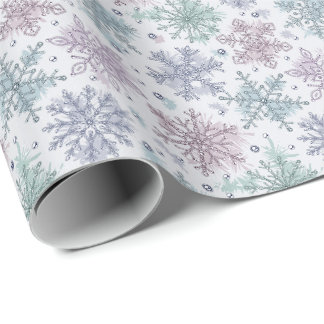 Pastell Glitter Schneeflocken Muster Geschenkpapier