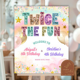 Pastell Glitter Steppnaht Doppeltes Geburtstags-Wi Poster