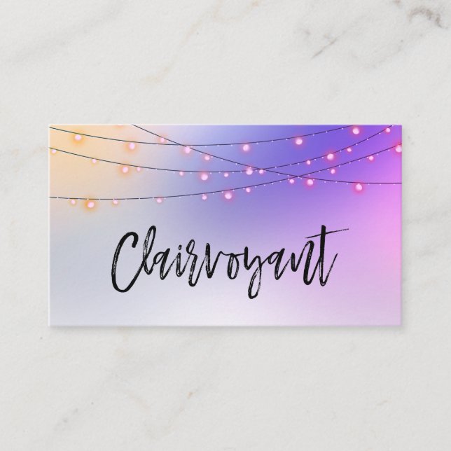 *~* Pastell Gold String Lights Clairvoyant Reader Visitenkarte (Vorderseite)
