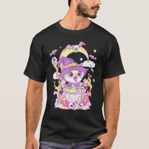 Pastell-Goth-Wicca-Katze gruselige Hexenkatze und T-Shirt