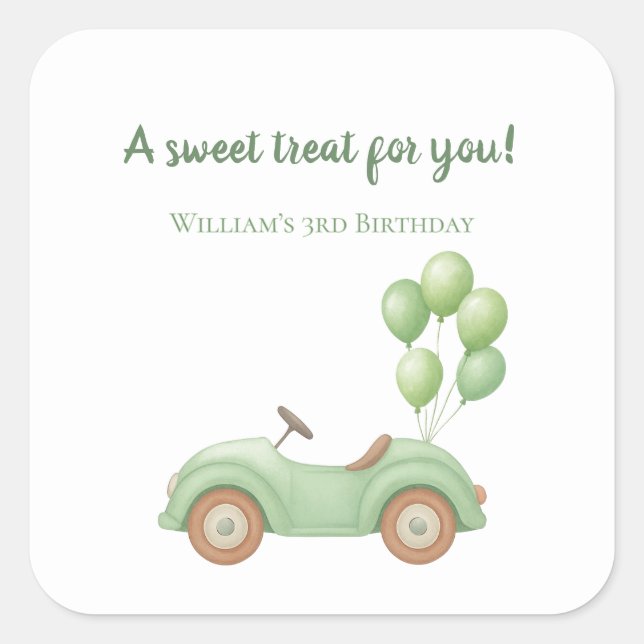 Pastell Green Car & Balloon Aufkleber (Vorderseite)