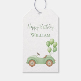 Pastell Green Car & Balloon-Geschenkmarke Geschenkanhänger