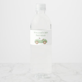 Pastell Green Car & Balloon Water Flasche Label