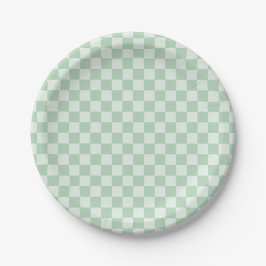 Pastell Green Checkerboard Pappteller