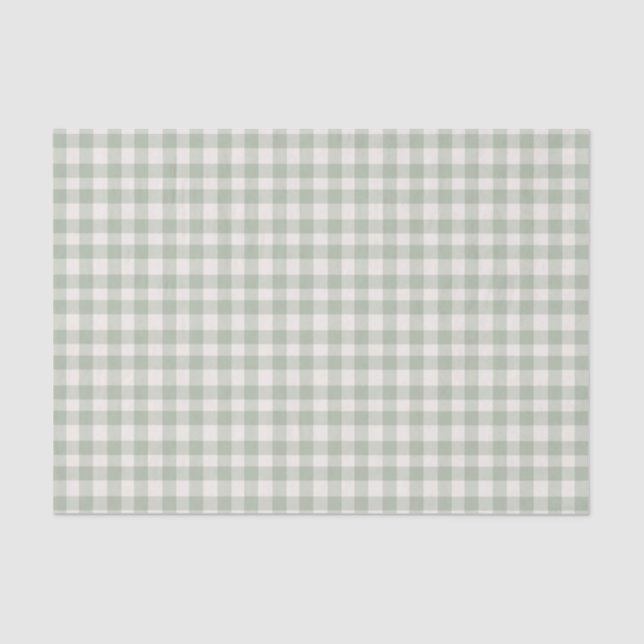 Pastell-grünes Gingham-Muster Seidenpapier (Vorderseite)