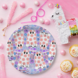 Pastell Halloween Floral Ghosts Pappteller