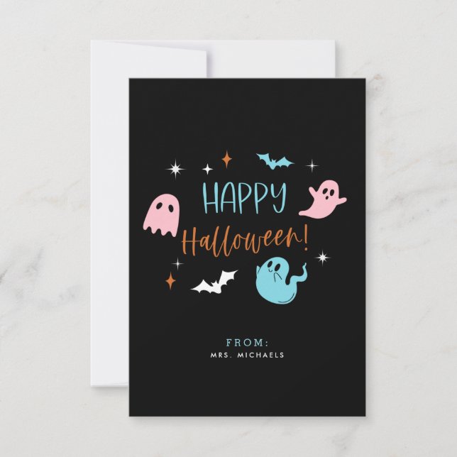 Pastell Halloween-Klassenkarte Einladung (Vorderseite)