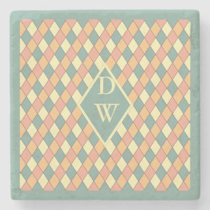 Pastell-Harlekin-Monogramm geometrisches Trink-Dek Steinuntersetzer