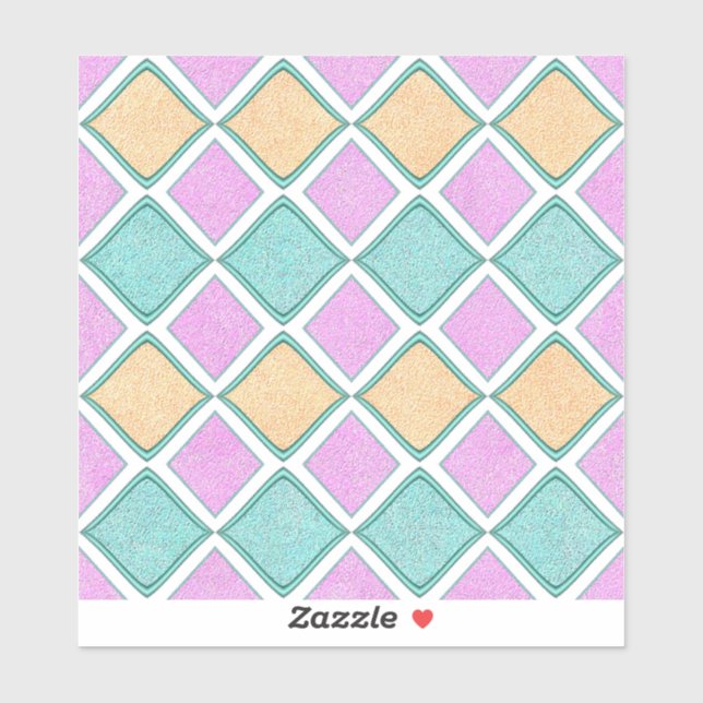 Pastell-Harlekin-Prisma-Diamantmuster Aufkleber (Blatt)