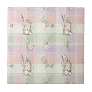 Pastell-Hasen-Ei-Gingham-Frühlingsmuster Fliese