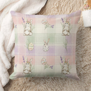 Pastell-Hasen-Ei-Gingham-Frühlingsmuster Kissen