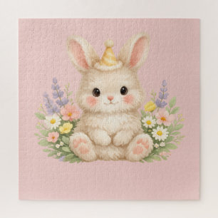 Pastell-Hasen-Wildblumen-Illustration