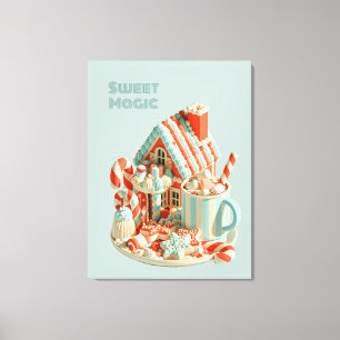 Pastell-Haus aus 3D-Süßigkeiten Süße Magie Leinwanddruck