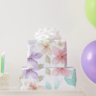 Pastell-Hawaii-Plumerie Lila Grün Frangipani Geschenkpapier