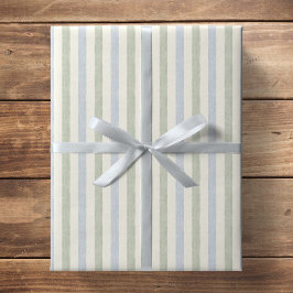 Pastell Hellblau Salbeigrün Beige Streifen Boho Geschenkpapier
