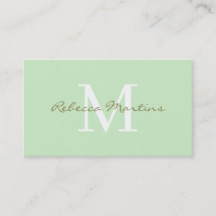 Pastell hellgrün minimalistisches Monogramm Visitenkarte