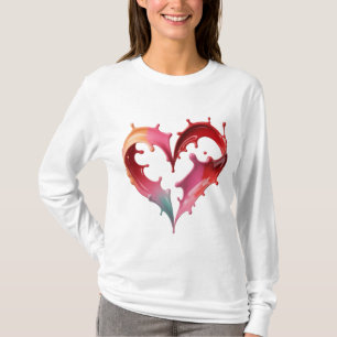Pastell-Herz-Grafik-T-Shirt für Frauen T-Shirt