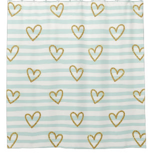 Pastell-Herz-Streifen Glitter-Stil-Muster Duschvorhang