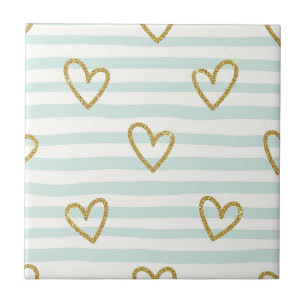 Pastell-Herz-Streifen Glitter-Style-Muster (1) Fliese