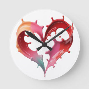 Pastell-Herz-Wanduhr Runde Wanduhr