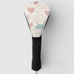 Pastell Herzen & Wolken Aquarell Traum (10) Golf Headcover