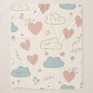 Pastell-Herzen & Wolken-Aquarell-Traum (10) Sherpadecke