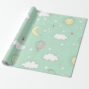 Pastell-Herzen & Wolken-Aquarell-Traum (11) Geschenkpapier