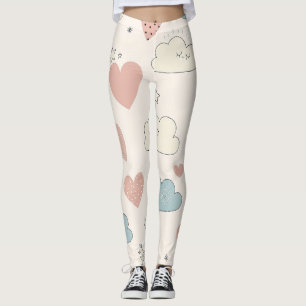 Pastell-Herzen & Wolken Wasserfarben-Traum (10) Leggings