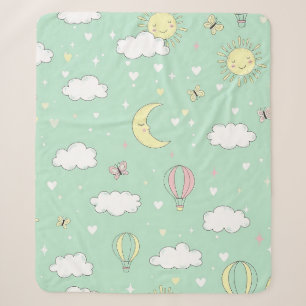 Pastell-Herzen & Wolken Wasserfarben Traum (11) Sherpadecke