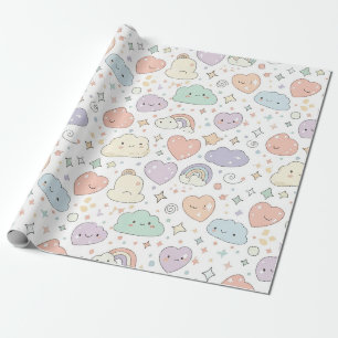 Pastell-Herzen & Wolken Wasserfarben-Traum (6) Geschenkpapier
