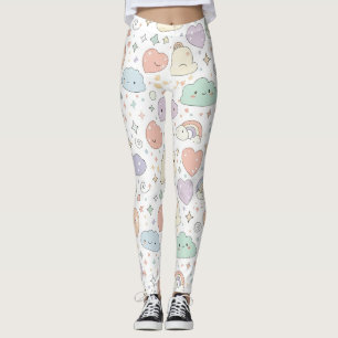 Pastell-Herzen & Wolken Wasserfarben-Traum (6) Leggings