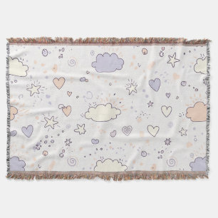 Pastell-Herzen & Wolken Wasserfarben-Traum (7) Decke