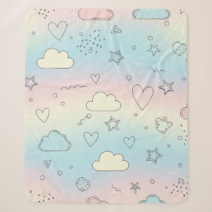 Pastell-Herzen & Wolken Wasserfarben Traum (8) Sherpadecke
