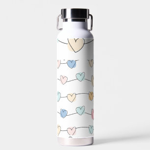 Pastell-Herzensfäden-Muster Süßer Minimalismus Trinkflasche