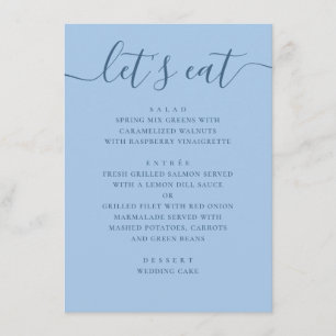 Pastell Himmelblau Hochzeit. Lasst uns das Hochzei Menükarte