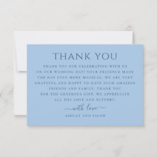 Pastell Himmelblau Hochzeit Minimalistische Wert Dankeskarte