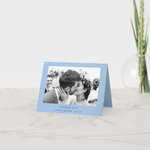Pastell-Himmelblaue Hochzeit   Moderne Strand-Foto Dankeskarte