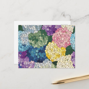 Pastell-Hortensien Florales Faux-Buntglas-Aussehen Postkarte