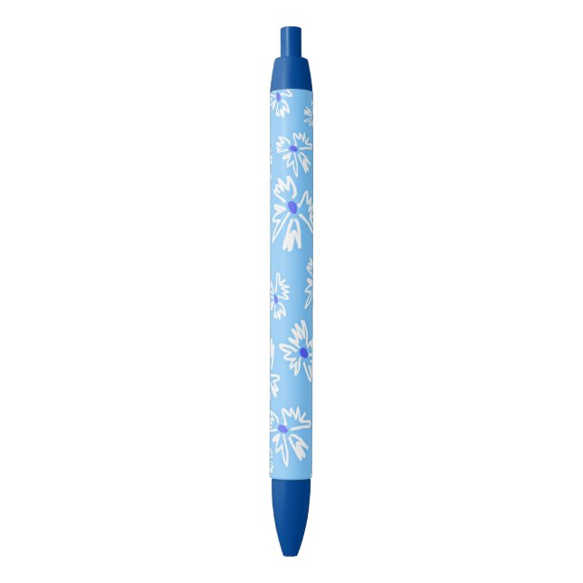 Pastell Hübsch Blau und Weiß Blume Kugelschreiber (Vorderseite Vertikal)