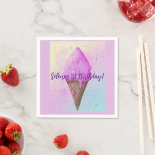 Pastell Ice Creme Cone Tropffel Serviette