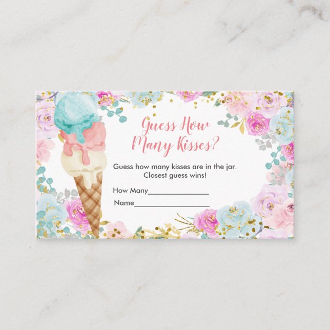 Pastell Ice Creme Floral wie viele Küsse Begleitkarte (Vorderseite)