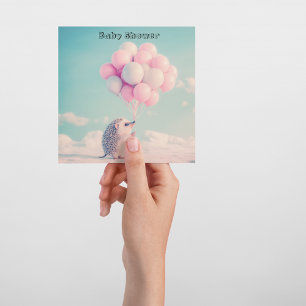 Pastell-Igel-Ballon-Baby-Shower-Karte