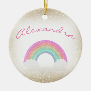 Pastell-Imitat Glitzer Regenbogen mit Individuelle Keramik Ornament